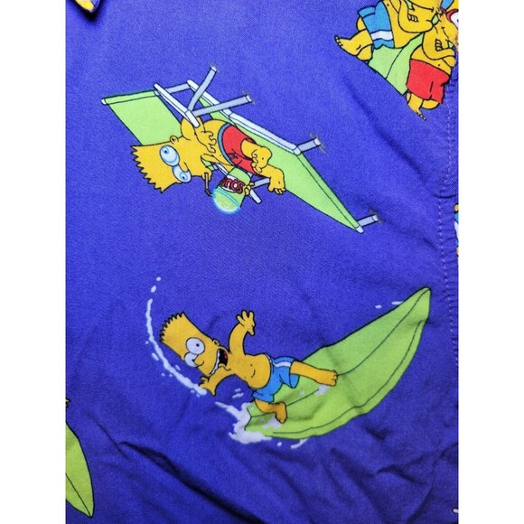 The Simpsons Bart & Milhouse Surfing Hawaiian Rayon Button Up Shirt Adult Medium - Picture 4 of 7